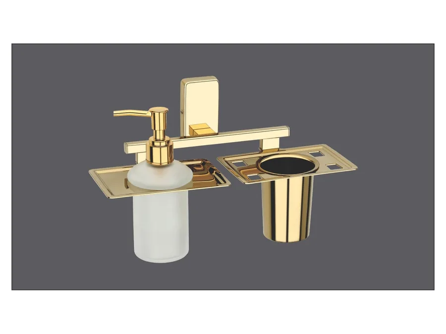 Sparrow Opal Liquid Soap Dispenser with Tumbler Holder - PVD Gold
