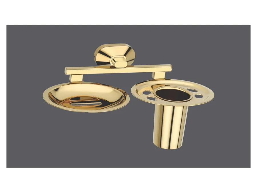 Sparrow Aster Soap Dish with Tumbler Holder - PVD Gold