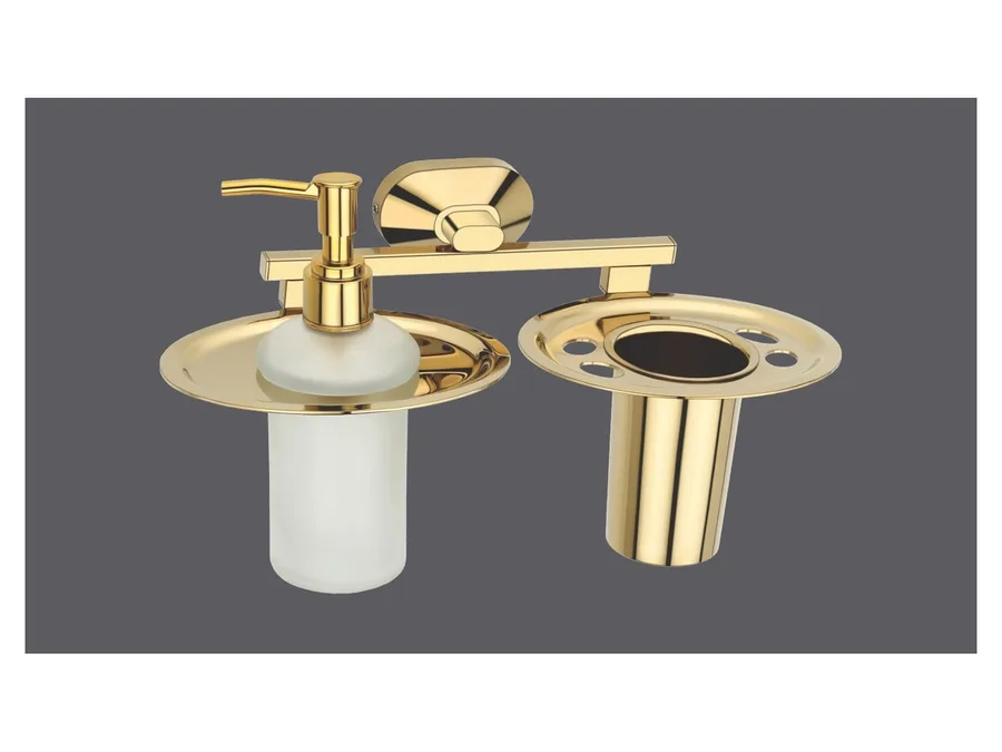 Sparrow Aster Liquid Soap Dispenser with Tumbler Holder - PVD Gold