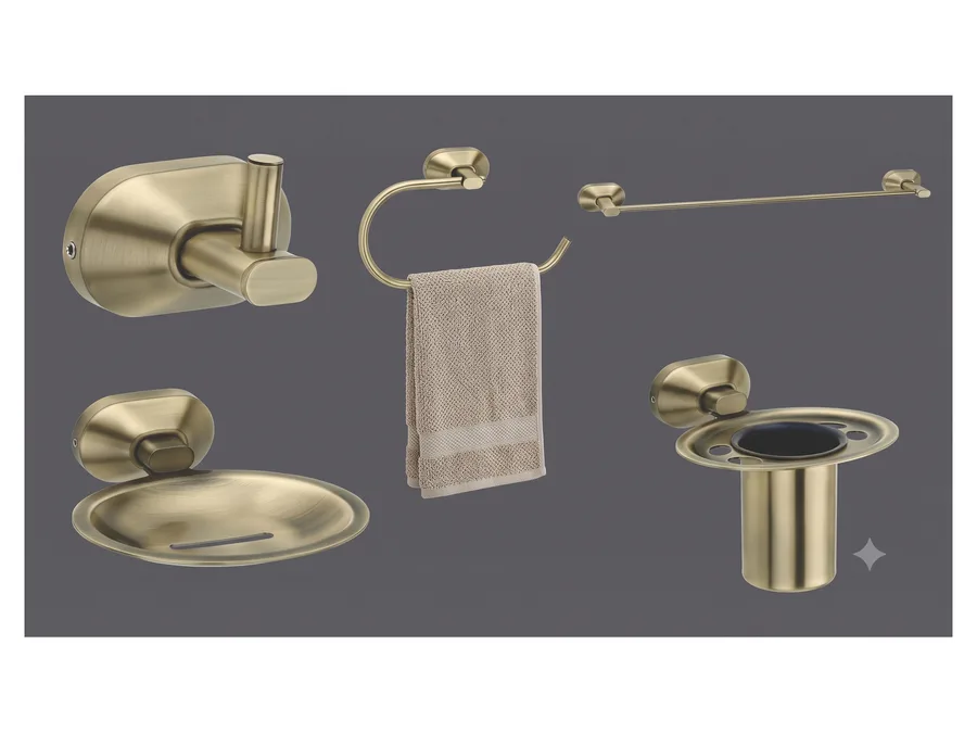 Sparrow Aster 5-Piece Bathroom Accessories Set - Brass Antique