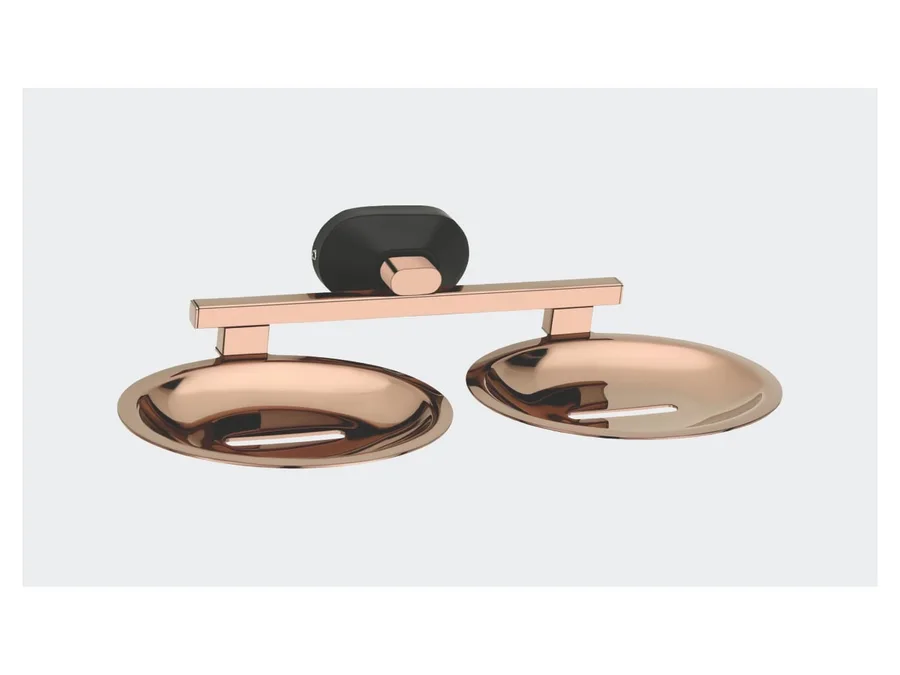 Sparrow Aster Double Soap Dish - Two Tone PVD and Matt Black