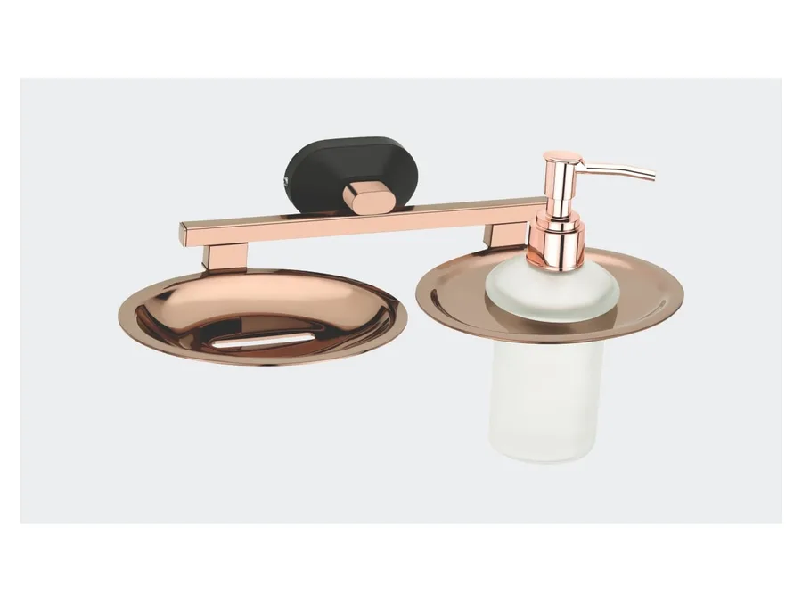 Sparrow Aster Soap Dish with Dispenser - Two Tone PVD and Matt Black