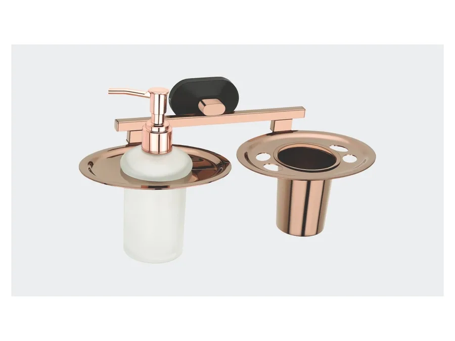 Sparrow Aster Soap Dispenser with Tumbler Holder - Two Tone PVD and Matt Black