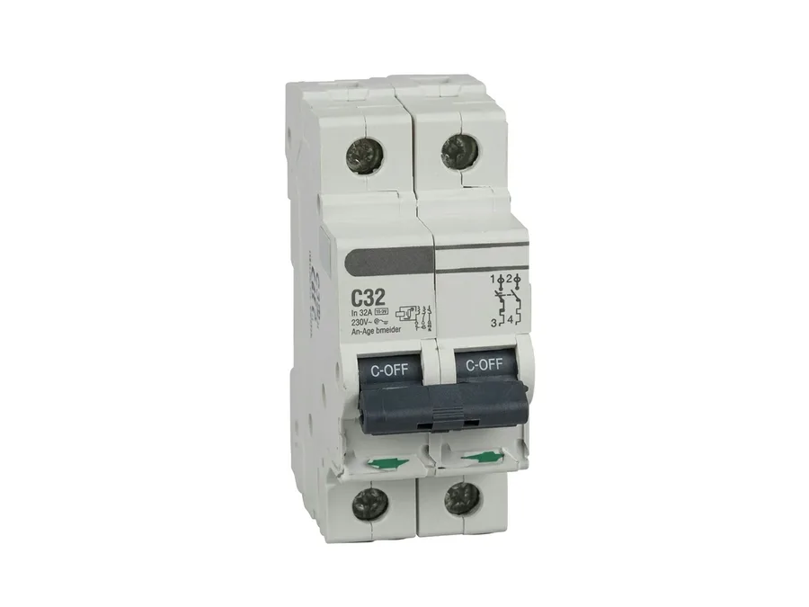 Lauritz Knudsen BB Series Double Pole (DP) 25A C-Curve Miniature Circuit Breaker