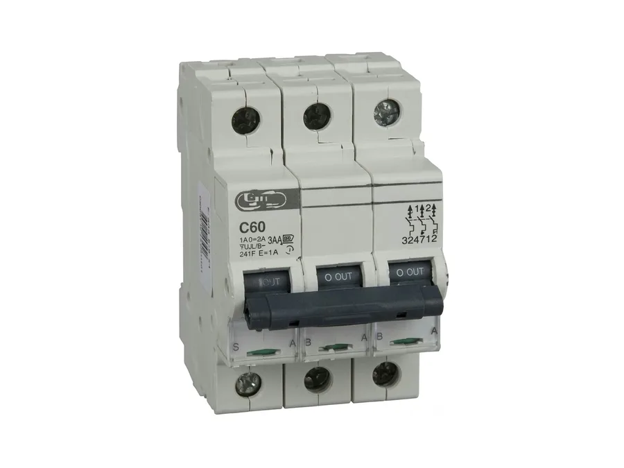 Lauritz Knudsen BB Series Three Pole (TP) 6A B-Curve Miniature Circuit Breaker