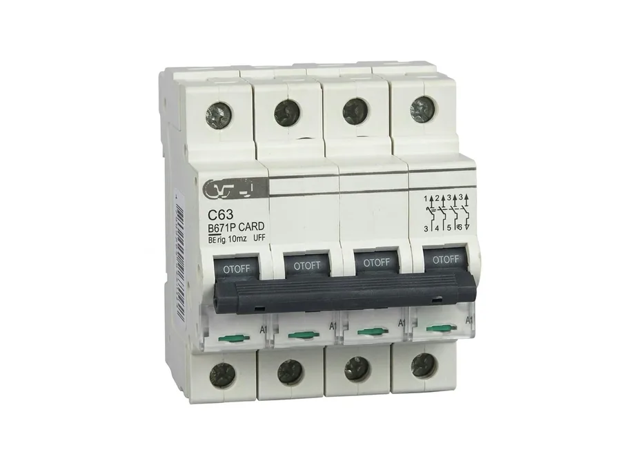 Lauritz Knudsen BB Series Four Pole (FP) 10A D-Curve Miniature Circuit Breaker