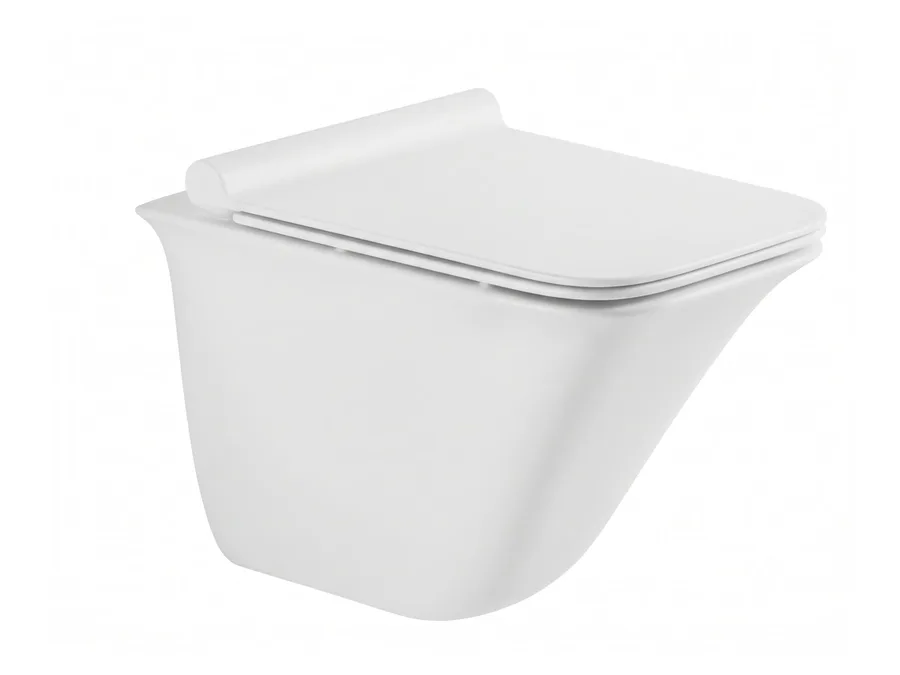 Felipe Rimless Washdown Wall Hung WC with Slim UF Soft Close Seat Cover - White