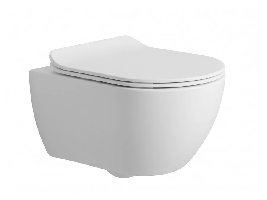 Aurora Rimless Tornado Quiet Wall Hung WC with UF Soft Close Seat Cover - White