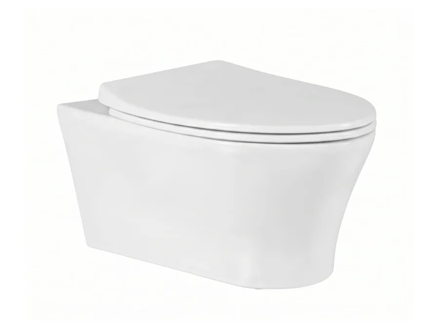 Bianca Rimless Tornado Quiet Wall Hung WC with UF Soft Close Seat Cover - White