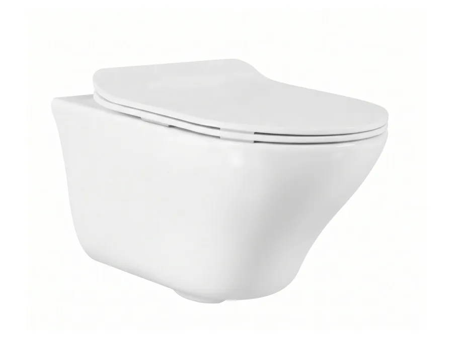 Astrid Rimless Washdown Wall Hung WC with Pocket & UF Soft Close Seat Cover - White