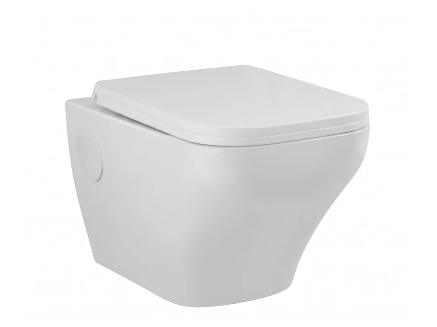 Arcus Box-Rim Washdown Wall Hung WC with PP Soft Close Seat Cover - White
