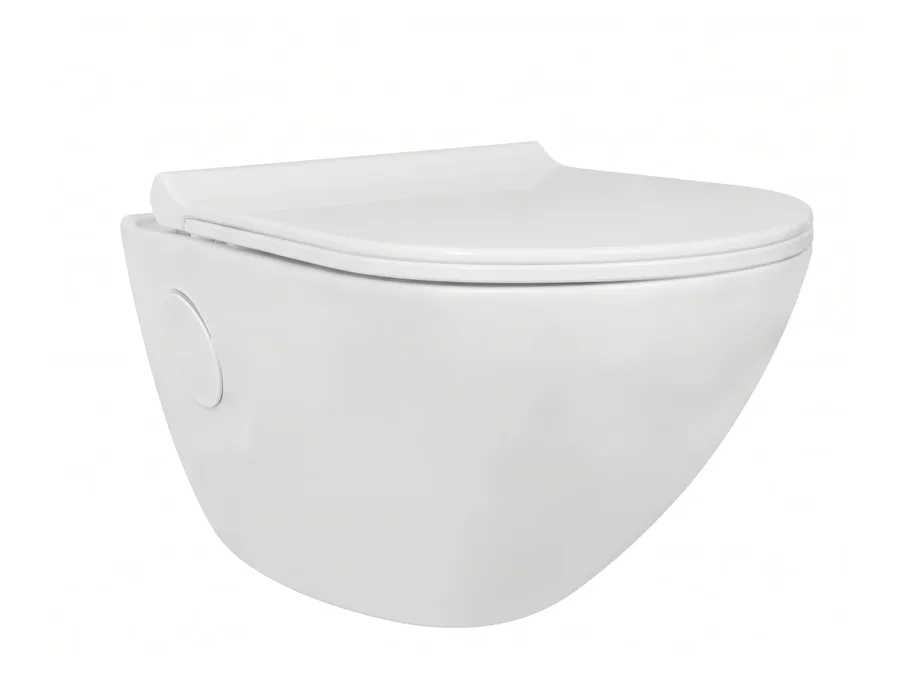 Cleo Washdown Wall Hung WC with PP Soft Close Seat Cover - White