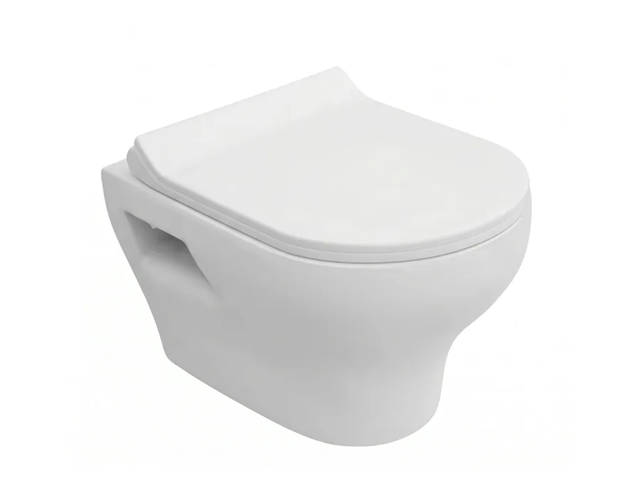 Quantum Box-Rim Washdown Wall Hung WC with PP Soft Close Seat Cover - White