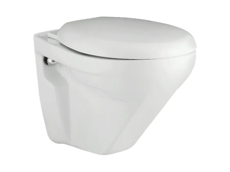 Cygnus Wall Hung WC Set with KS007E PP Soft Close Round Seat Cover - White