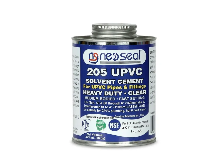 Neoseal 205 UPVC Solvent Cement Heavy Duty Clear/Blue - 946ml (32 oz) Tin Can