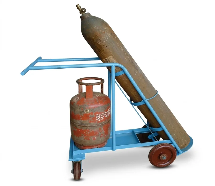 LPG & Oxygen Cylinder Trolley – Dual Gas Cylinder Transport Cart