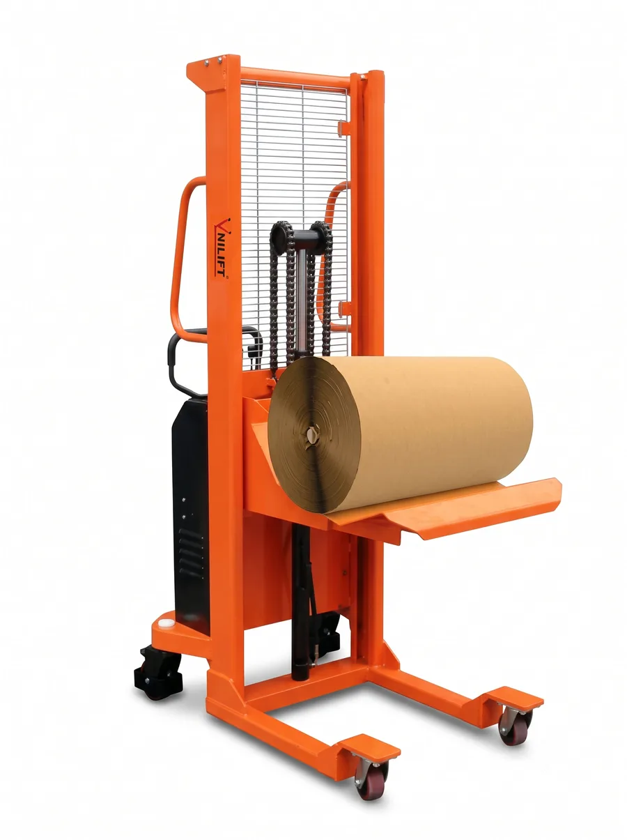 Paper Roll Stacker – Hydraulic Reel Lifting & Stacking Machine