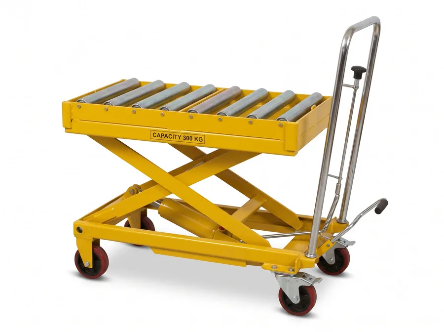Scissor Lift Table with Roller Top – Hydraulic Conveyor Lift Cart