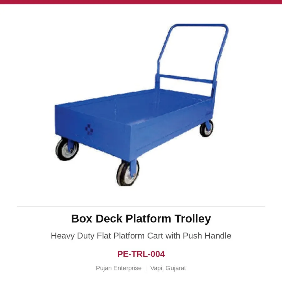 Box Deck Platform Trolley – Heavy Duty Flat Platform Cart with Push Handle