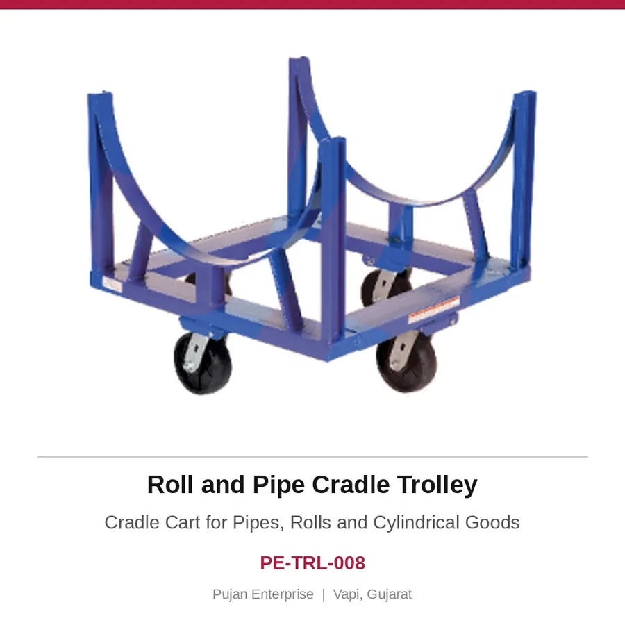 Roll and Pipe Cradle Trolley – Cradle Cart for Pipes, Rolls and Cylindrical Goods