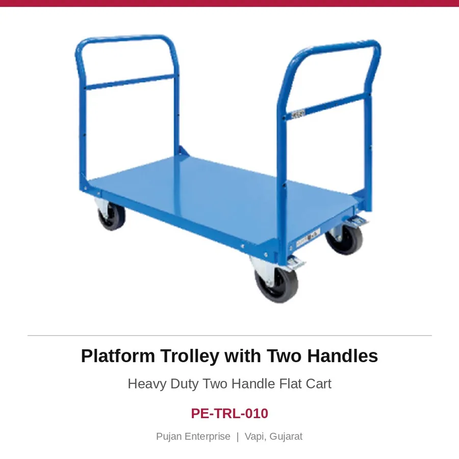 Platform Trolley with Two Handles – Heavy Duty Two Handle Flat Cart