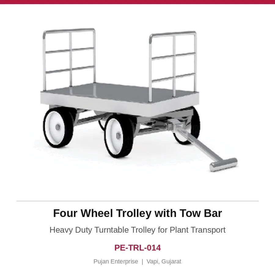 Four Wheel Trolley with Tow Bar – Heavy Duty Turntable Trolley for Plant Transport