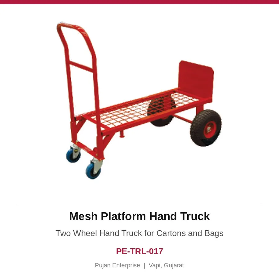Mesh Platform Hand Truck – Two Wheel Hand Truck for Cartons and Bags