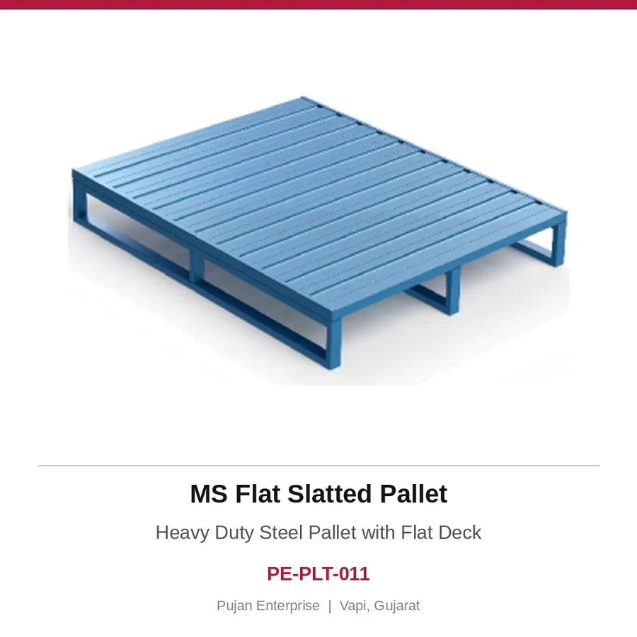 MS Flat Slatted Pallet – Heavy Duty Steel Pallet with Flat Deck