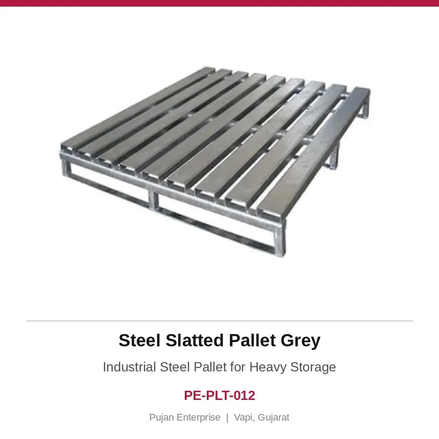 Steel Slatted Pallet Grey – Industrial Steel Pallet for Heavy Storage
