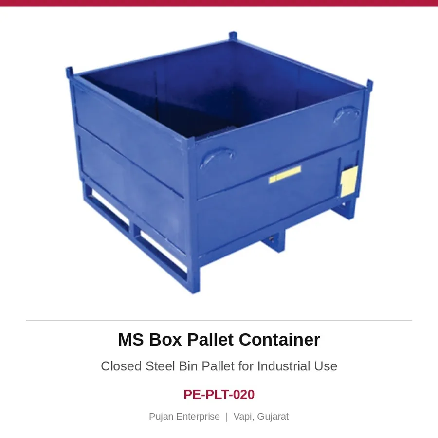 MS Box Pallet Container – Closed Steel Bin Pallet for Industrial Use