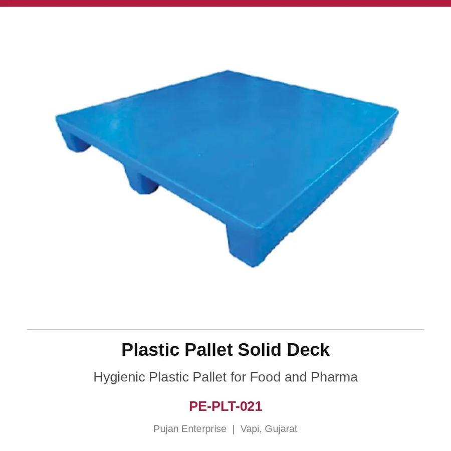 Plastic Pallet Solid Deck – Hygienic Plastic Pallet for Food and Pharma