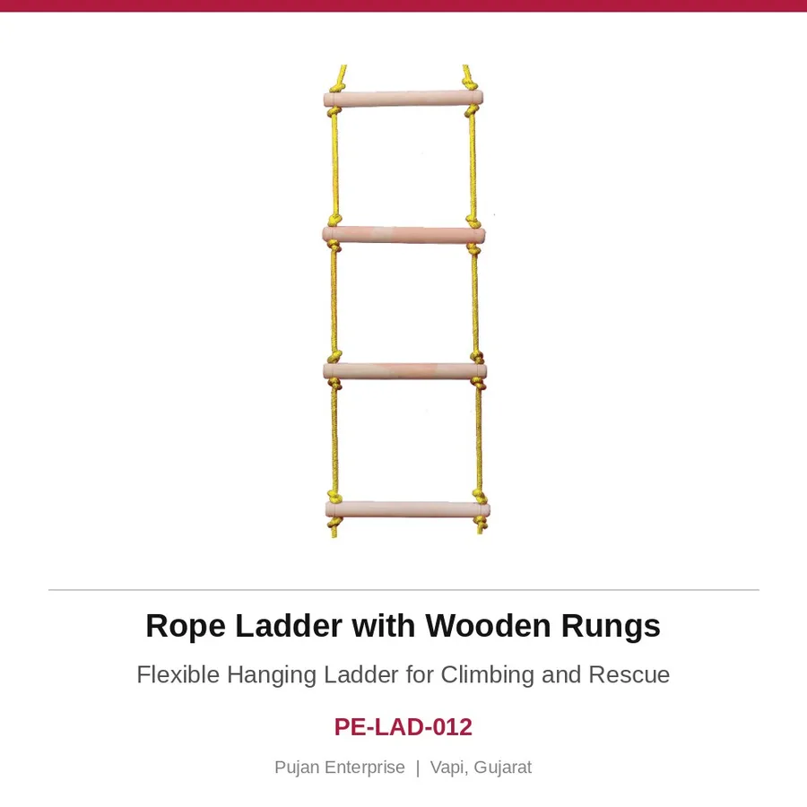 Rope Ladder with Wooden Rungs – Flexible Hanging Ladder for Climbing and Rescue