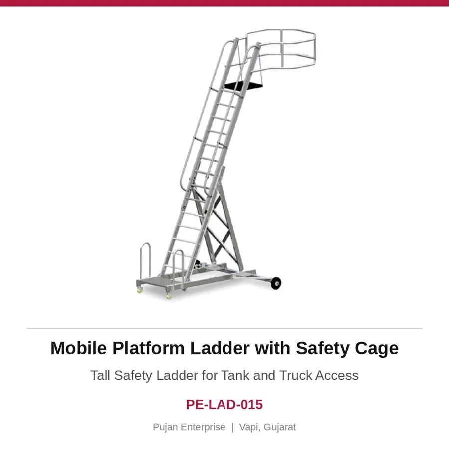 Mobile Platform Ladder with Safety Cage – Tall Safety Ladder for Tank and Truck Access