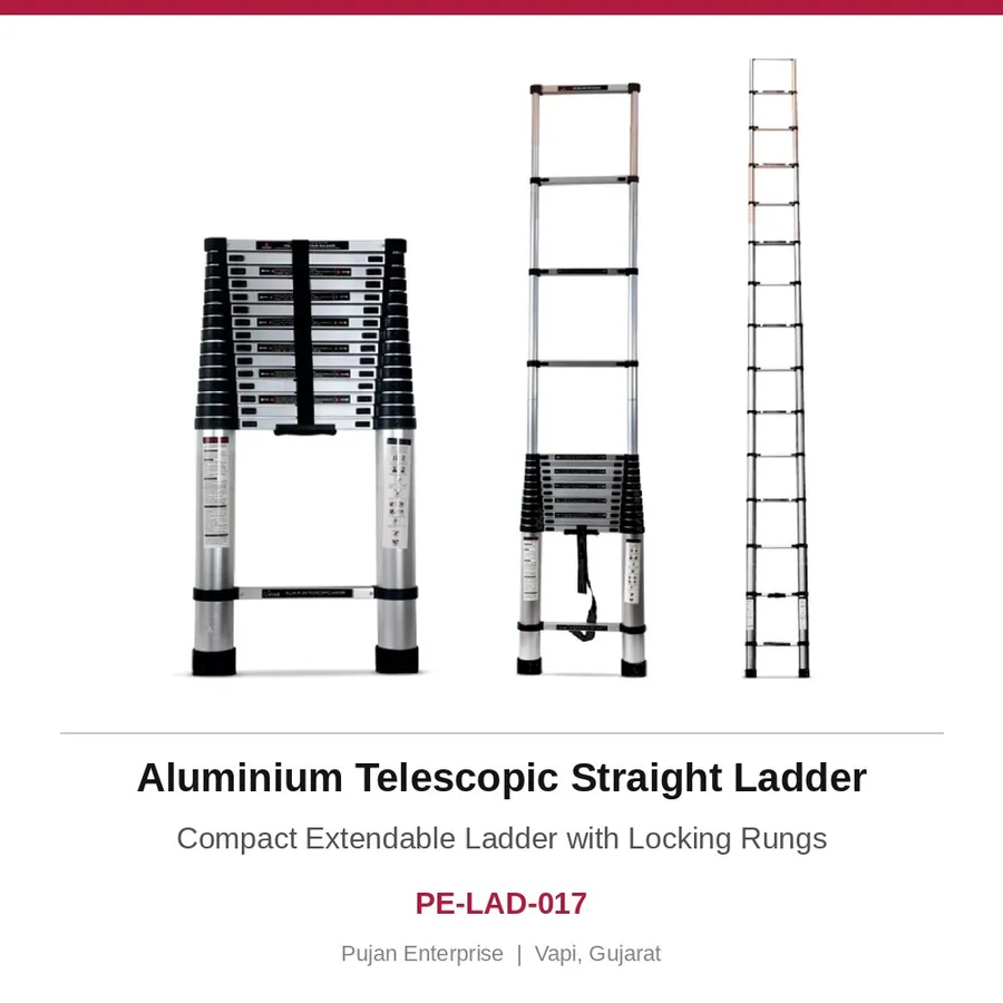 Aluminium Telescopic Straight Ladder – Compact Extendable Ladder with Locking Rungs