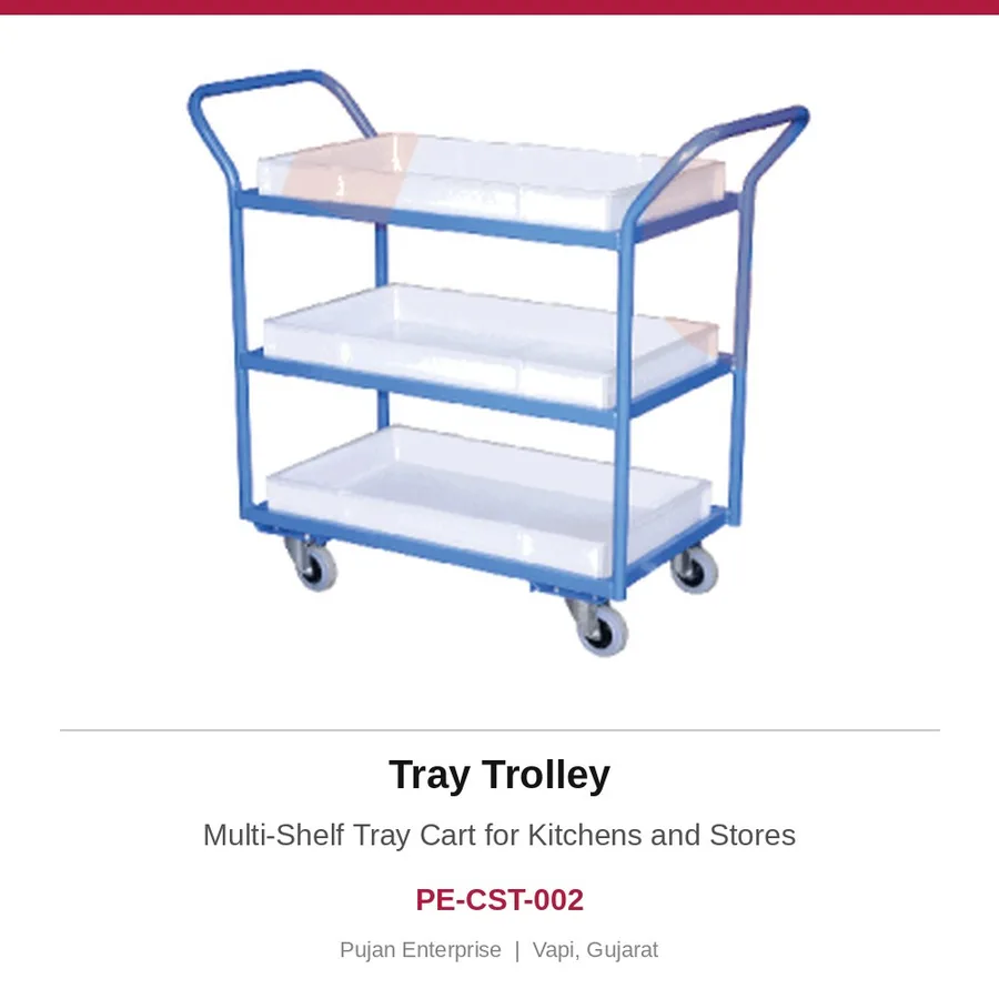 Tray Trolley – Multi-Shelf Tray Cart for Kitchens and Stores