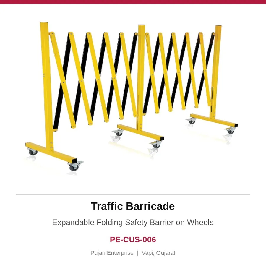 Traffic Barricade – Expandable Folding Safety Barrier on Wheels