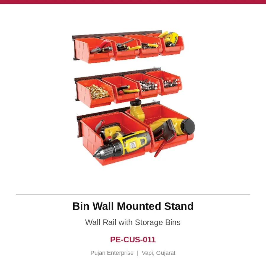 Bin Wall Mounted Stand – Wall Rail with Storage Bins