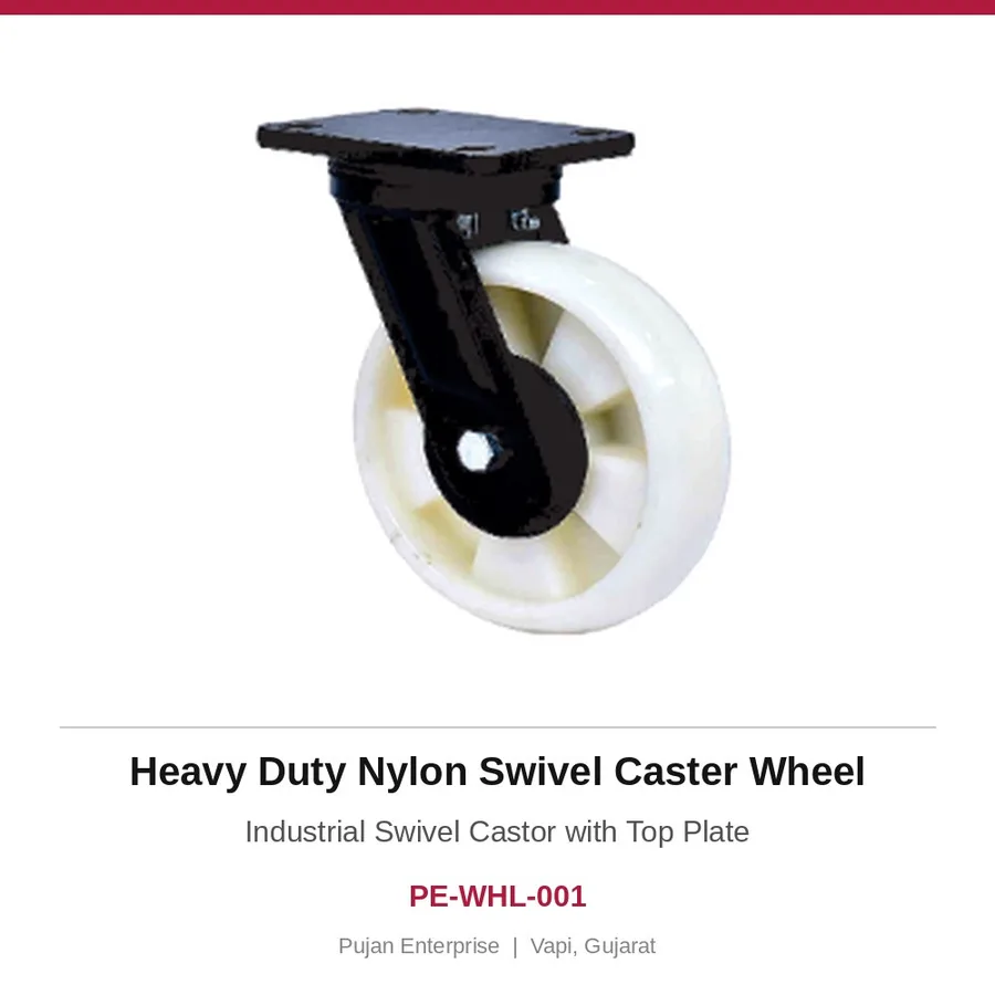 Heavy Duty Nylon Swivel Caster Wheel – Industrial Swivel Castor with Top Plate
