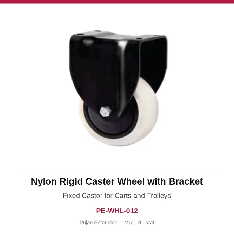 Nylon Rigid Caster Wheel with Bracket – Fixed Castor for Carts and Trolleys