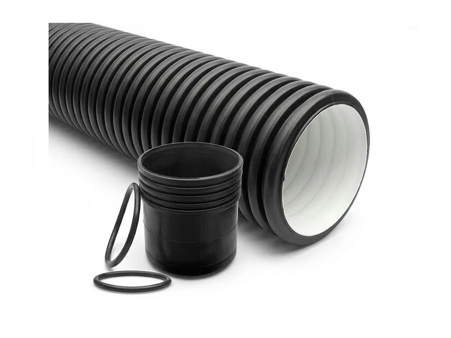 Astral D-Rex Double Wall Corrugated Pipe SN4 250 mm x 3 m with One Coupler & Two Rubber Rings