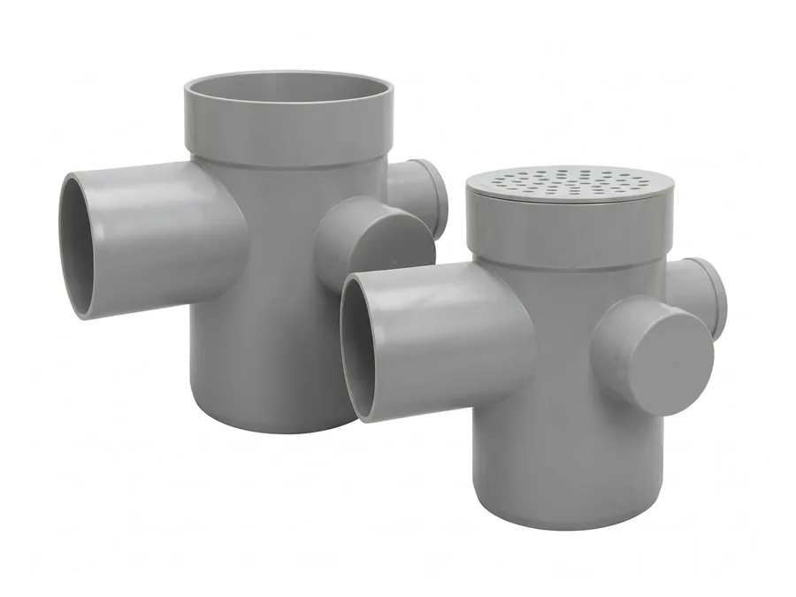 Prince Pipes Ultrafit SWR Multi Floor Trap 7 Inch (HT) With Jali (With 2 Socket Plug) (50 mm Water Seal) 110 X 75 mm