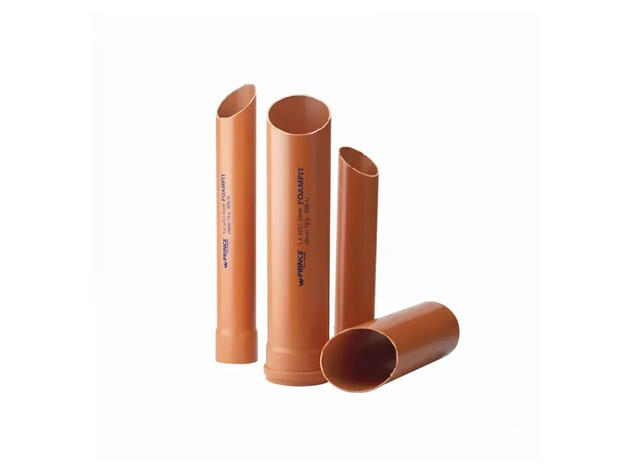 Prince Pipes Foamfit Selfit Underground Drainage Pipe Single Socket SN 4 200 mm 6 Mtr