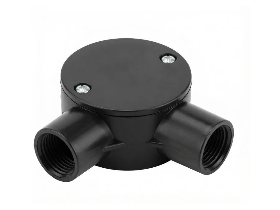 Prince Pipes Wirefit Circular Box - Angle 2 Way Black 25 mm