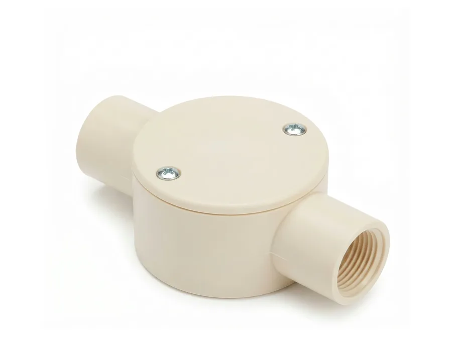 Prince Pipes Wirefit Circular Box - Through 2 Way Ivory 25 mm