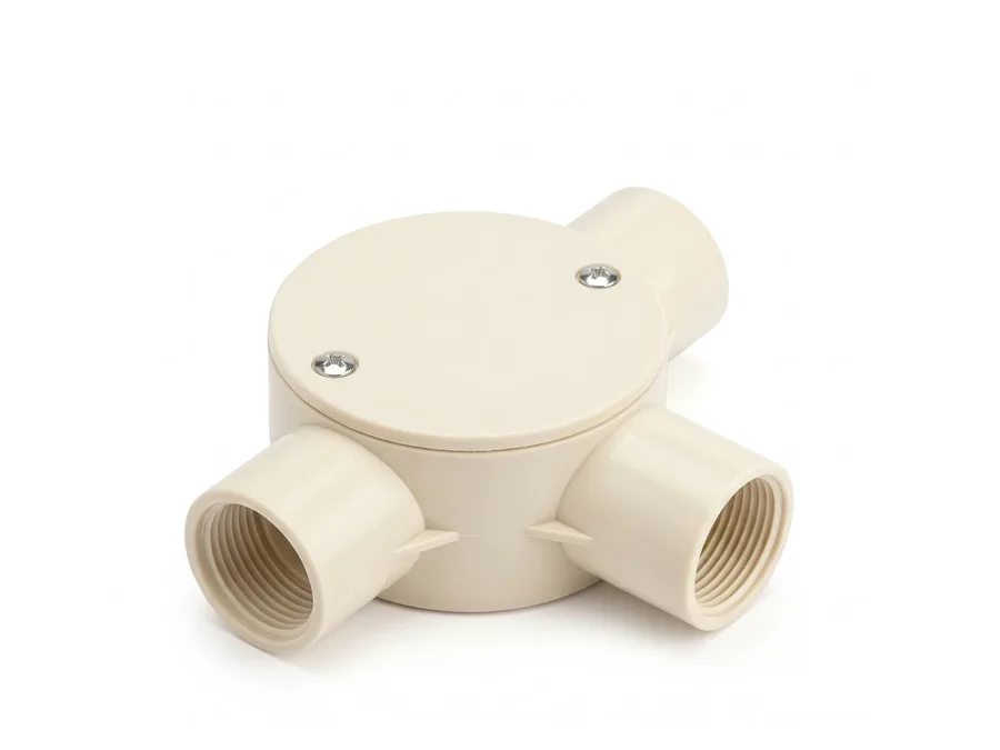 Prince Pipes Wirefit Circular Box - Tee 3 Way Ivory 20 mm