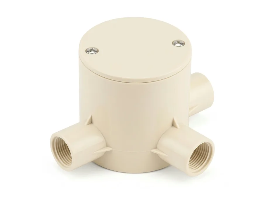 Prince Pipes Wirefit Deep Circular Box - Tee 3 Way Ivory 25 mm