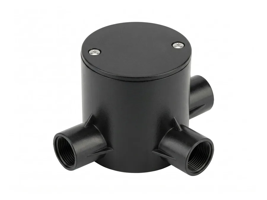 Prince Pipes Wirefit Deep Circular Box - Tee 3 Way Black 32 mm