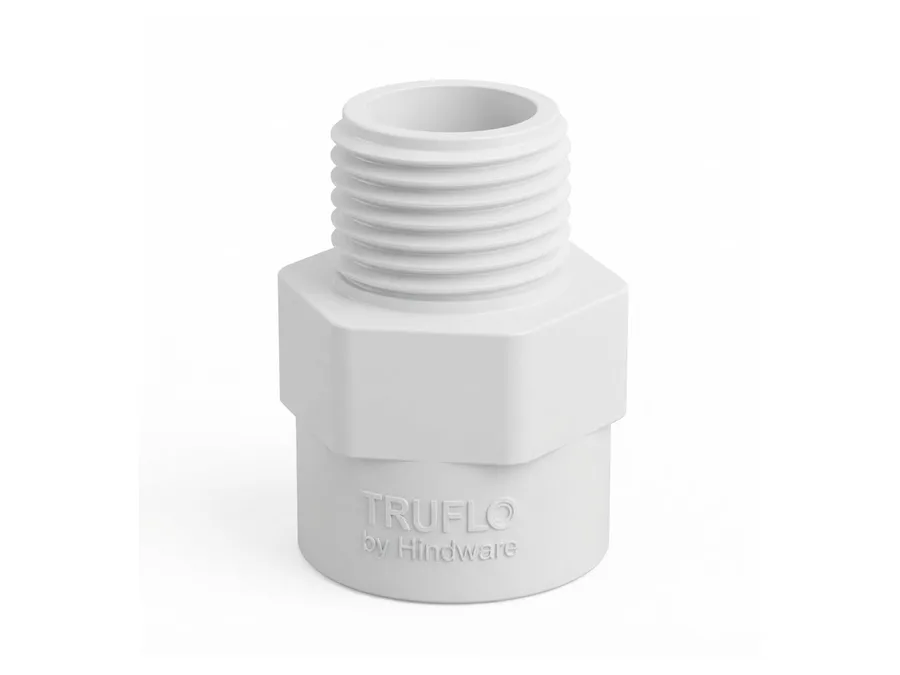 Truflo UPVC Male Adaptor Plastic Threaded (MAPT) SCH 80 32mm (1-1/4 inch) Cold Water Plumbing Fitting