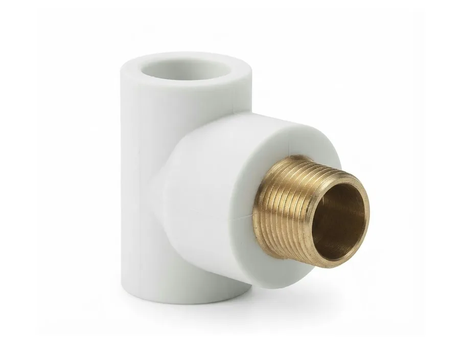 Truflo PPR-C Brass Tee Male Threaded 40mm x 1-1/4 inch White PPR Fitting for Hot and Cold Water