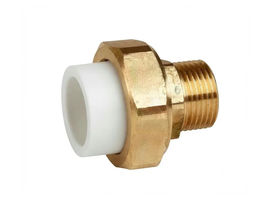Truflo PPR-C Brass Union Male Threaded 25mm x 3/4 inch White PPR Fitting for Hot and Cold Water